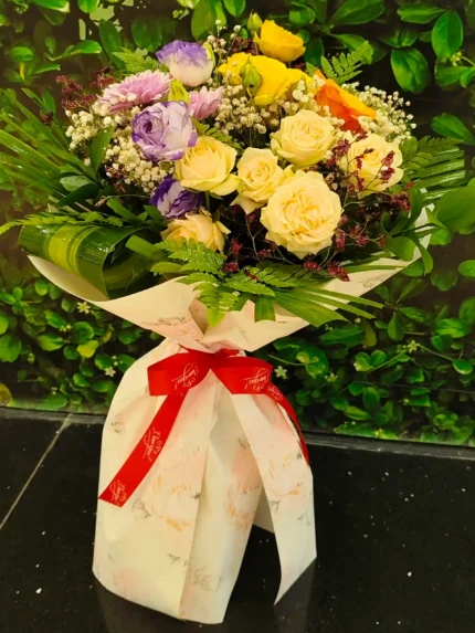 Fresh flower yellow and pup bouquet