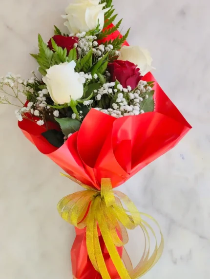 Rose red and white bouquet